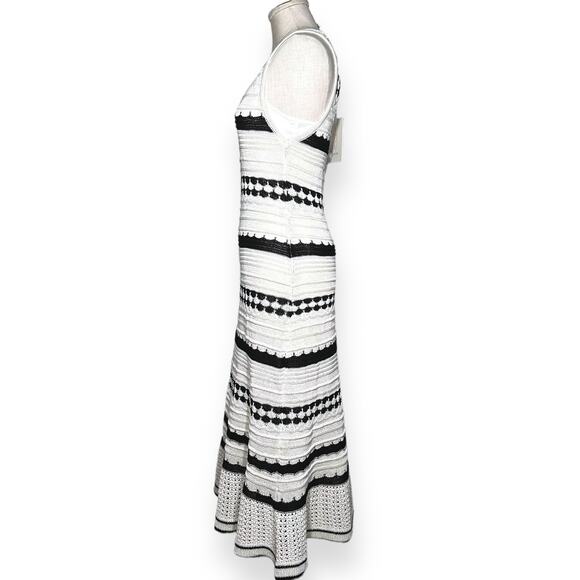 New $249 JOIE Crochet Knit Midi Dress Sleeveless Striped Ivory Coastal Chic M - Picture 8 of 15